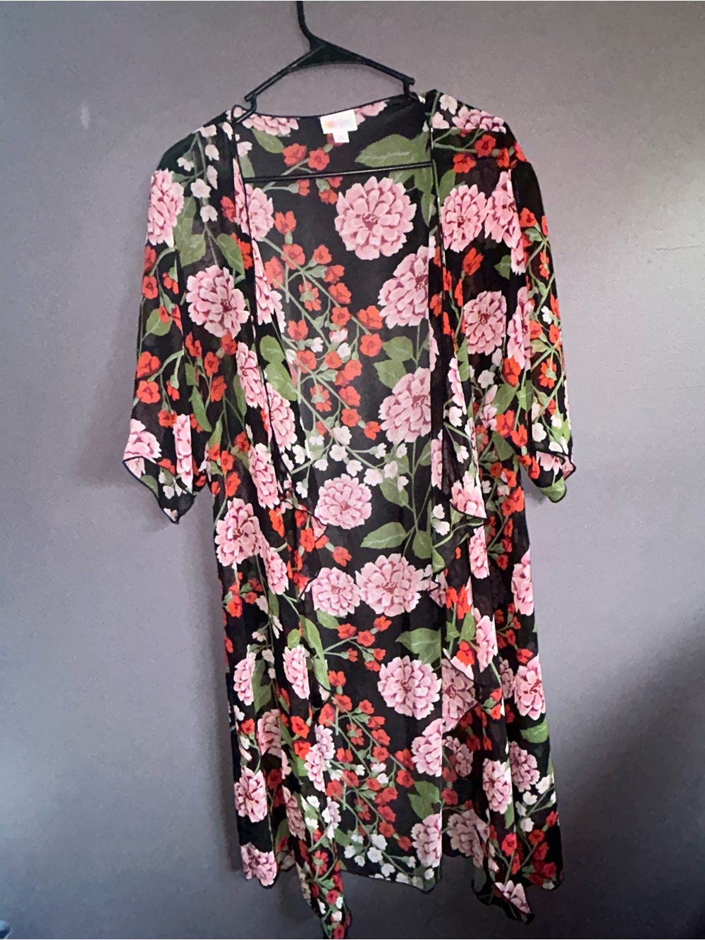 Lula RoeFloral Black & Pink Kimono